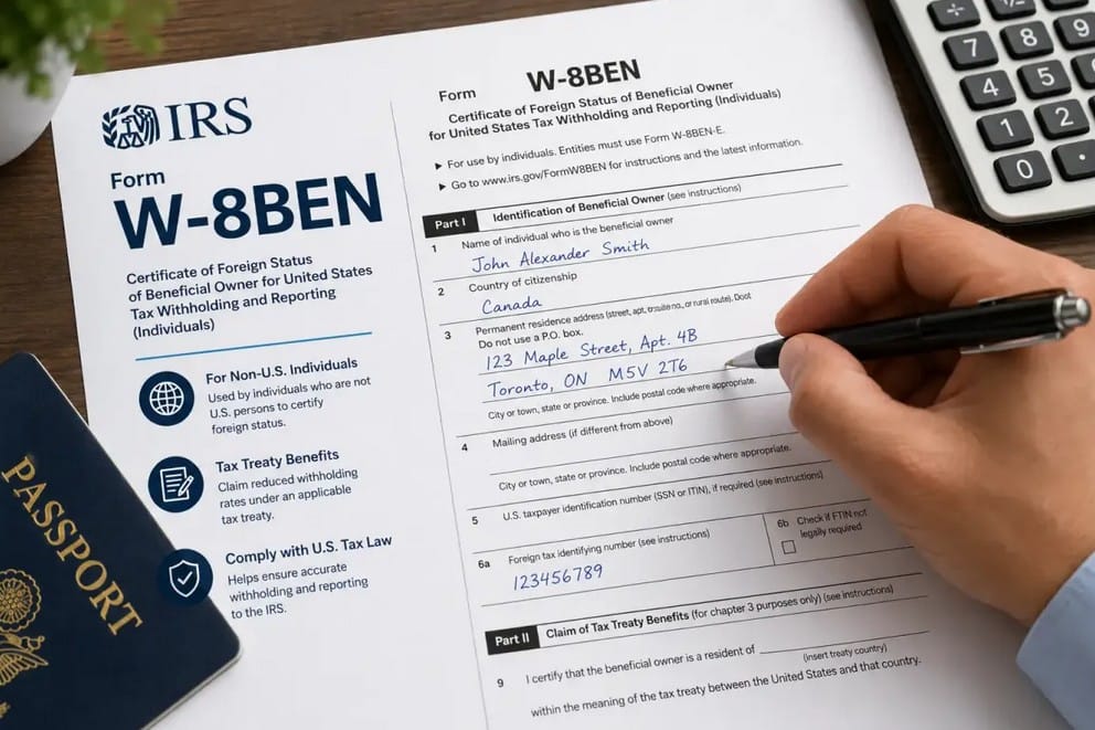 Step by Step Instructions to Complete IRS Form W-8BEN: A Plain-Language Guide for Foreign Remote Workers Without a U.S. Tax ID