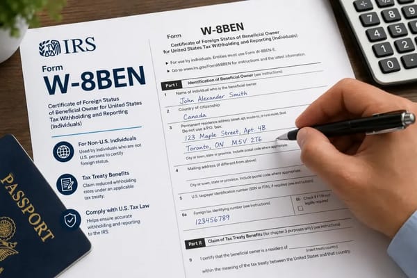 Step by Step Instructions to Complete IRS Form W-8BEN: A Plain-Language Guide for Foreign Remote Workers Without a U.S. Tax ID